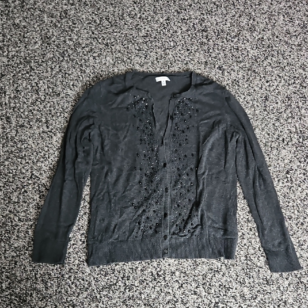 Charcoal Beaded Cardigan